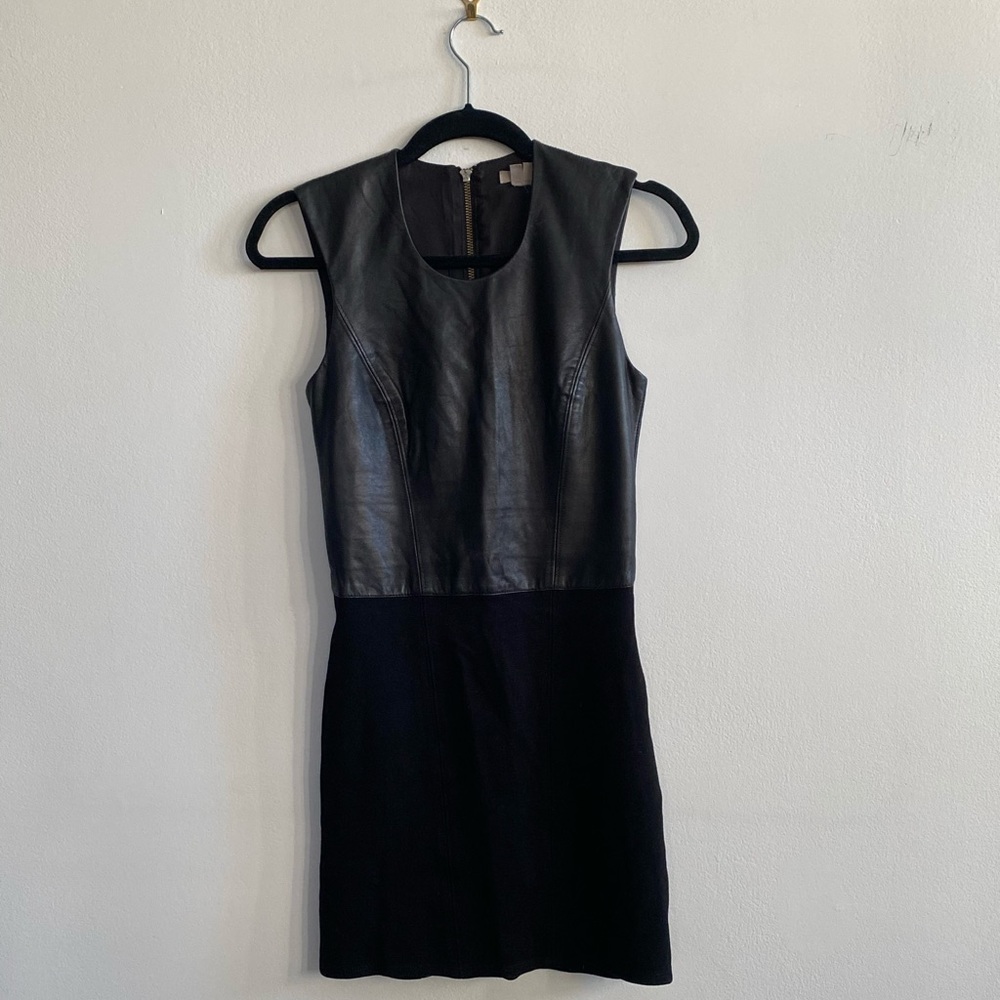 Helmut Lang Leather & Knit Mini Dress